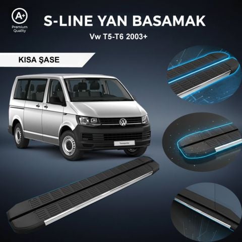 VW T5/T6 UZUN S-Line Premium Krom Yan Basamak 2003 Sonrası