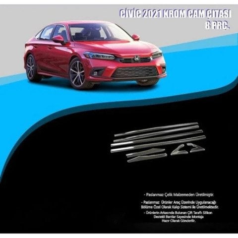 Honda Civic Fe1 Cam Çıtası Kromu Nikelaj 2022 Sonrası