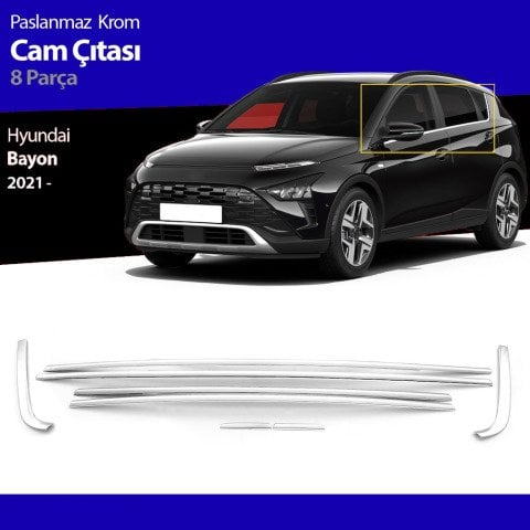 Hyundai Bayon Cam Alt Çıtası Kromu Nikelajı 2021 Sonrası