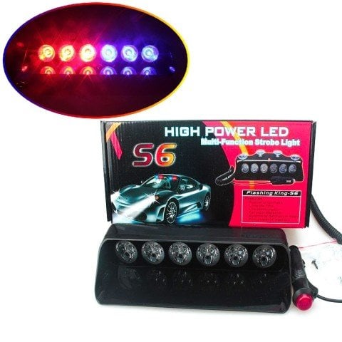 Araç içi Vantuzlu Cama Çakar Kırmızı Mavi 6 Led 12 Farklı Mod