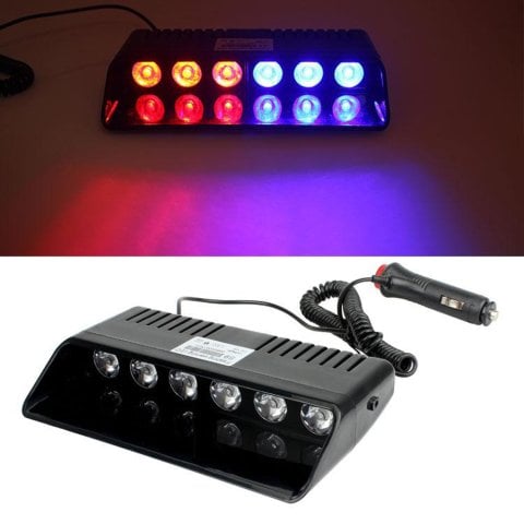 Araç içi Vantuzlu Cama Çakar Kırmızı Mavi 6 Led 12 Farklı Mod