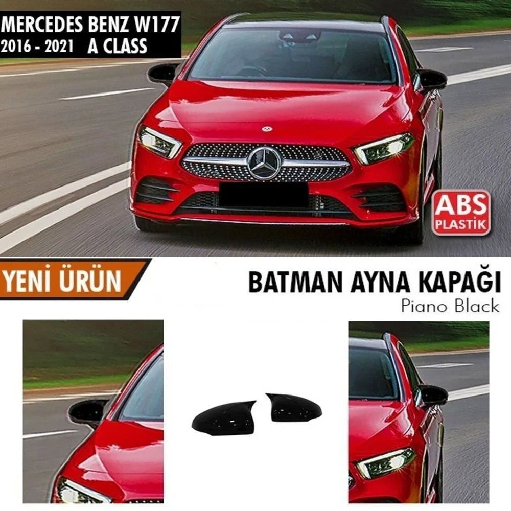 Mercedes W177 A Serisi Yarasa Ayna Kapağı Batman Parlak Siyah Piano Black
