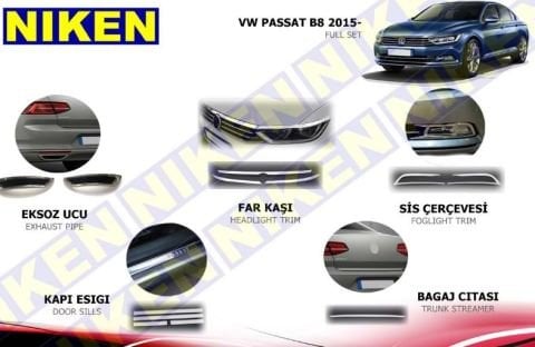 Volkswagen Passat B8 Full Krom Seti Komple Nikelaj Kaplama 2015 Sonrası