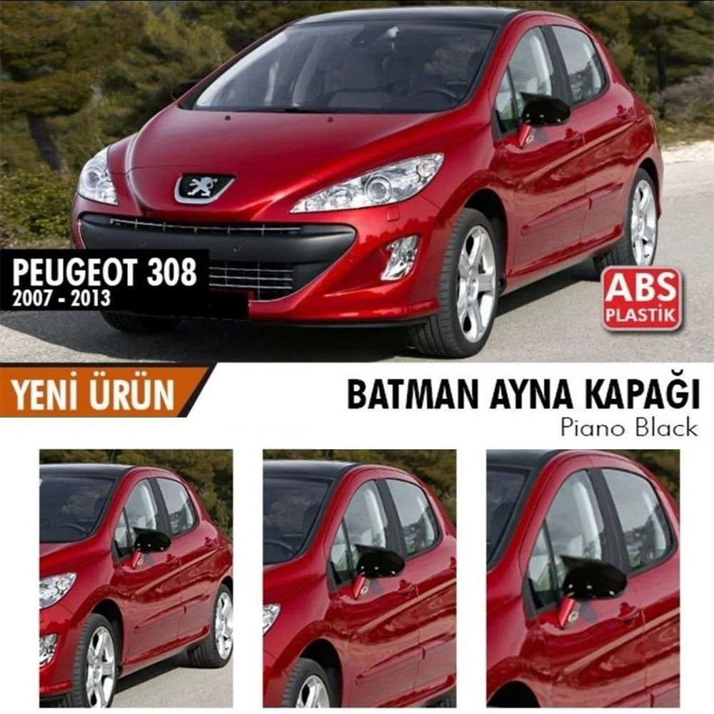 Peugeot 308 Yarasa Ayna Kapağı Batman Parlak Siyah Piano Black
