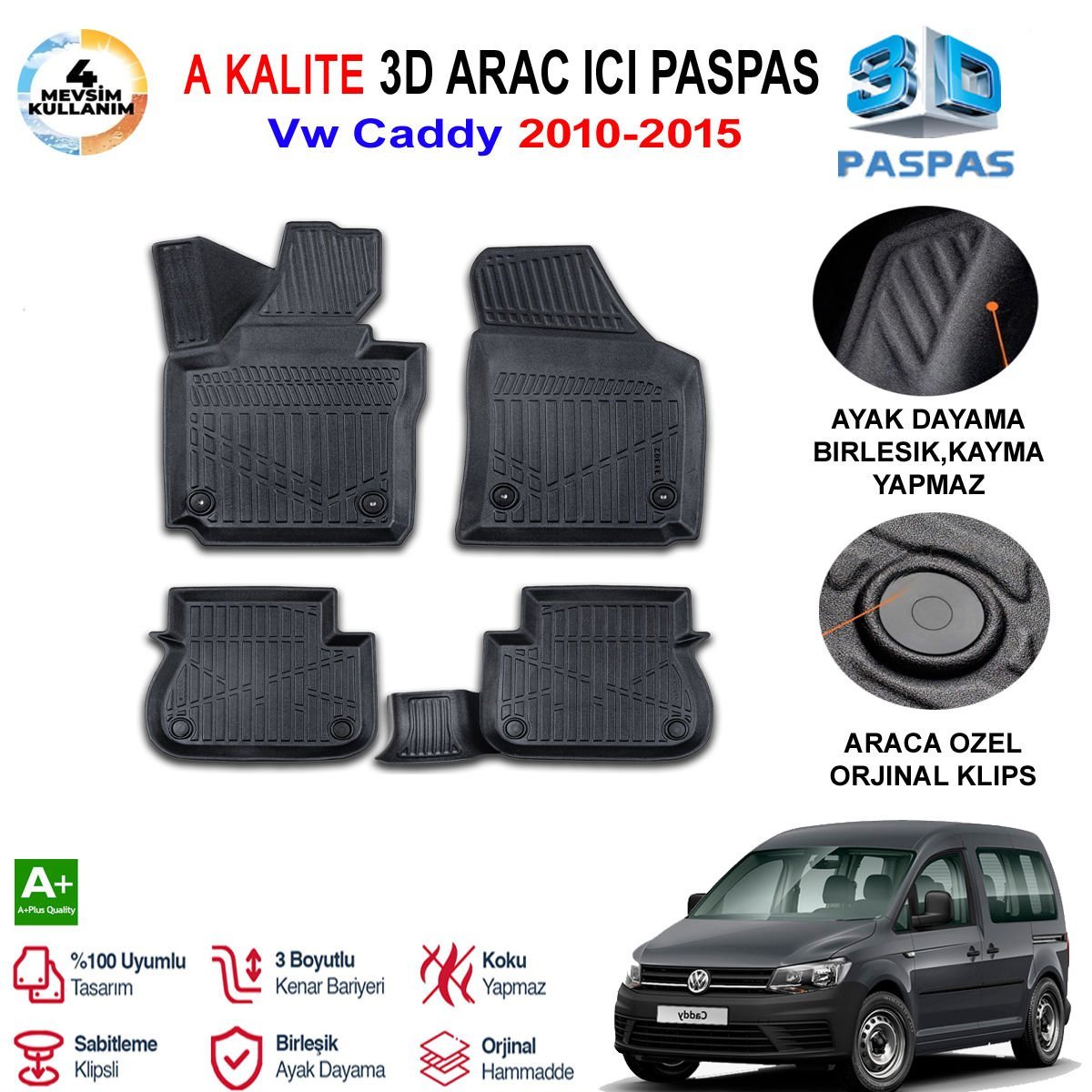Vw Caddy 3D Paspas Havuzlu Pro 2010-2015