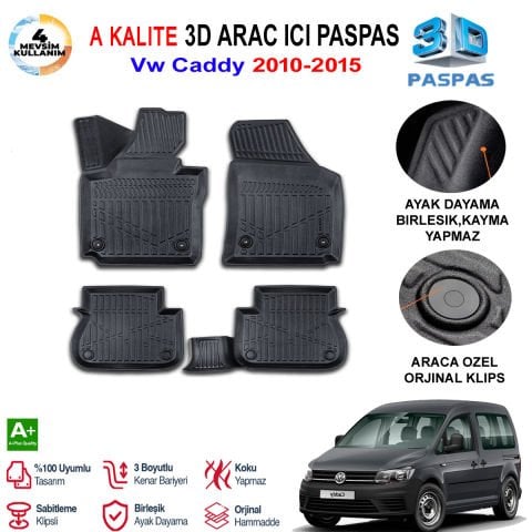 Vw Caddy 3D Paspas Havuzlu Pro 2010-2015