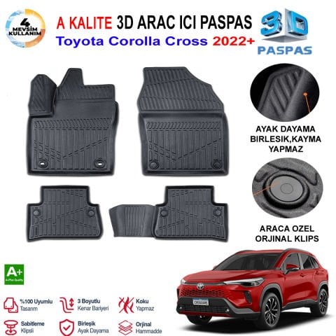 Toyota Corolla Cross 3D Paspas Havuzlu Pro 2022 Sonrası