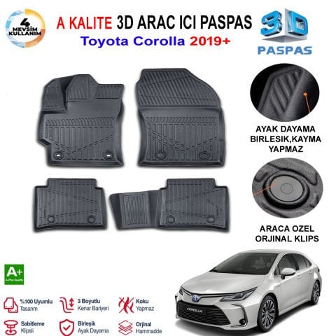 Toyota Corolla 3D Paspas Havuzlu Pro 2019 Sonrasi