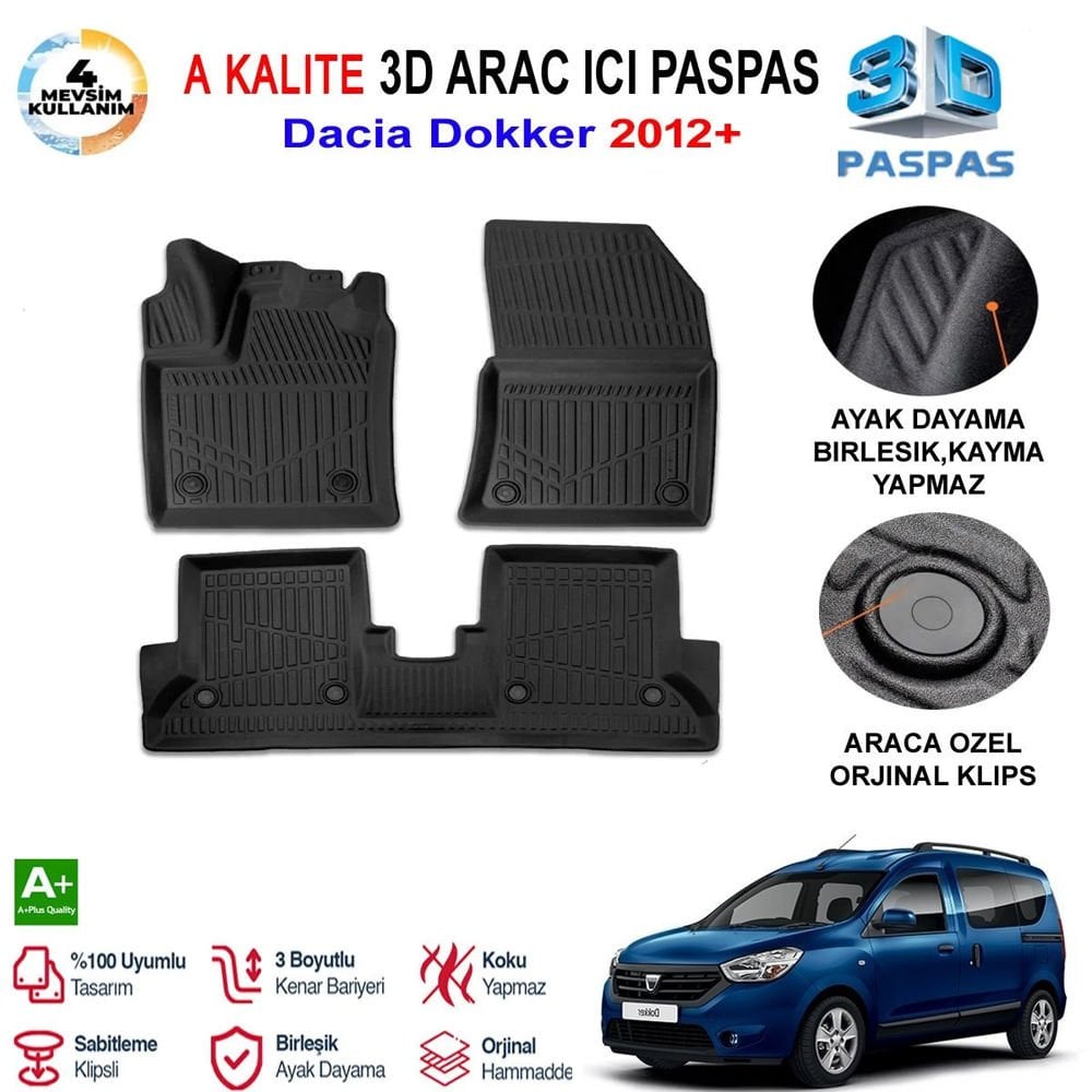 Dacia Dokker  3D Paspas Havuzlu Pro 2012 Sonrası
