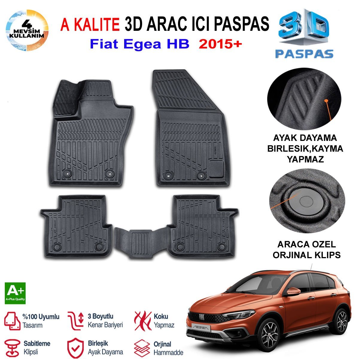 Fiat Egea HB  3D Paspas Havuzlu Pro 2015 Sonrası