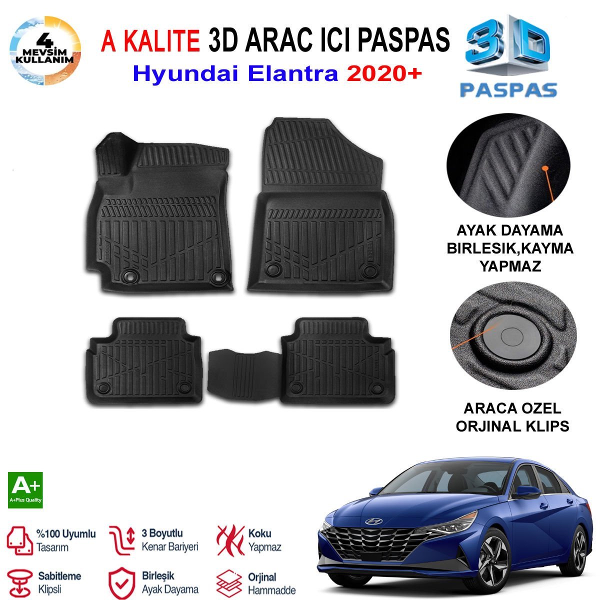 Hyundai Elantra  3D Paspas Havuzlu Pro 2020 Sonrası