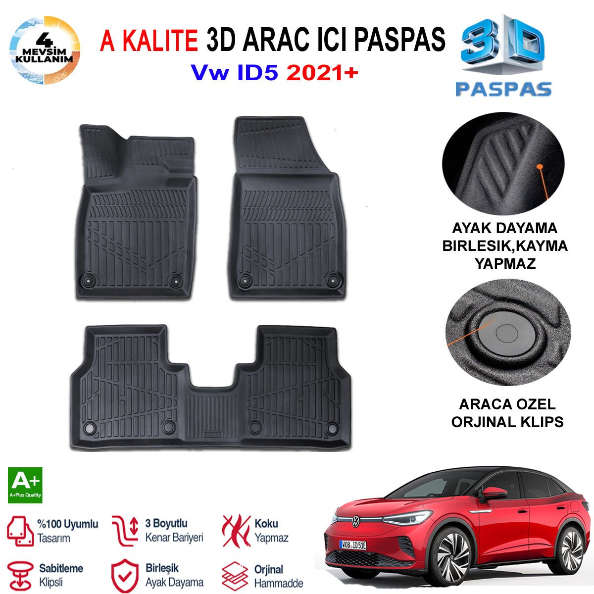 Vw ID5 3D Paspas Havuzlu Pro 2021 Sonrası