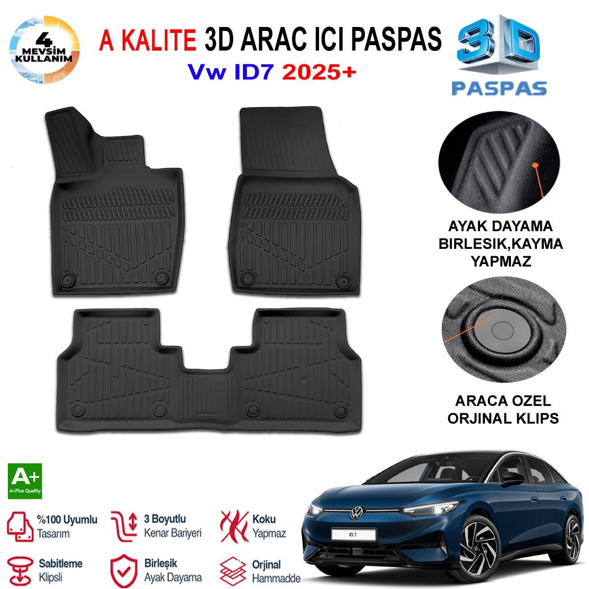 Vw ID7 3D Paspas Havuzlu Pro 2025 Sonrası