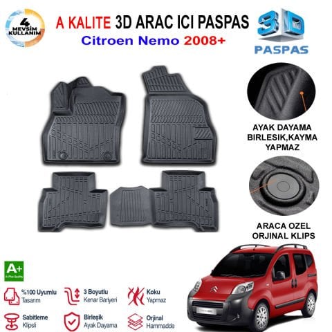 Citroen Nemo 3D Paspas Havuzlu Pro 2008 Sonrası