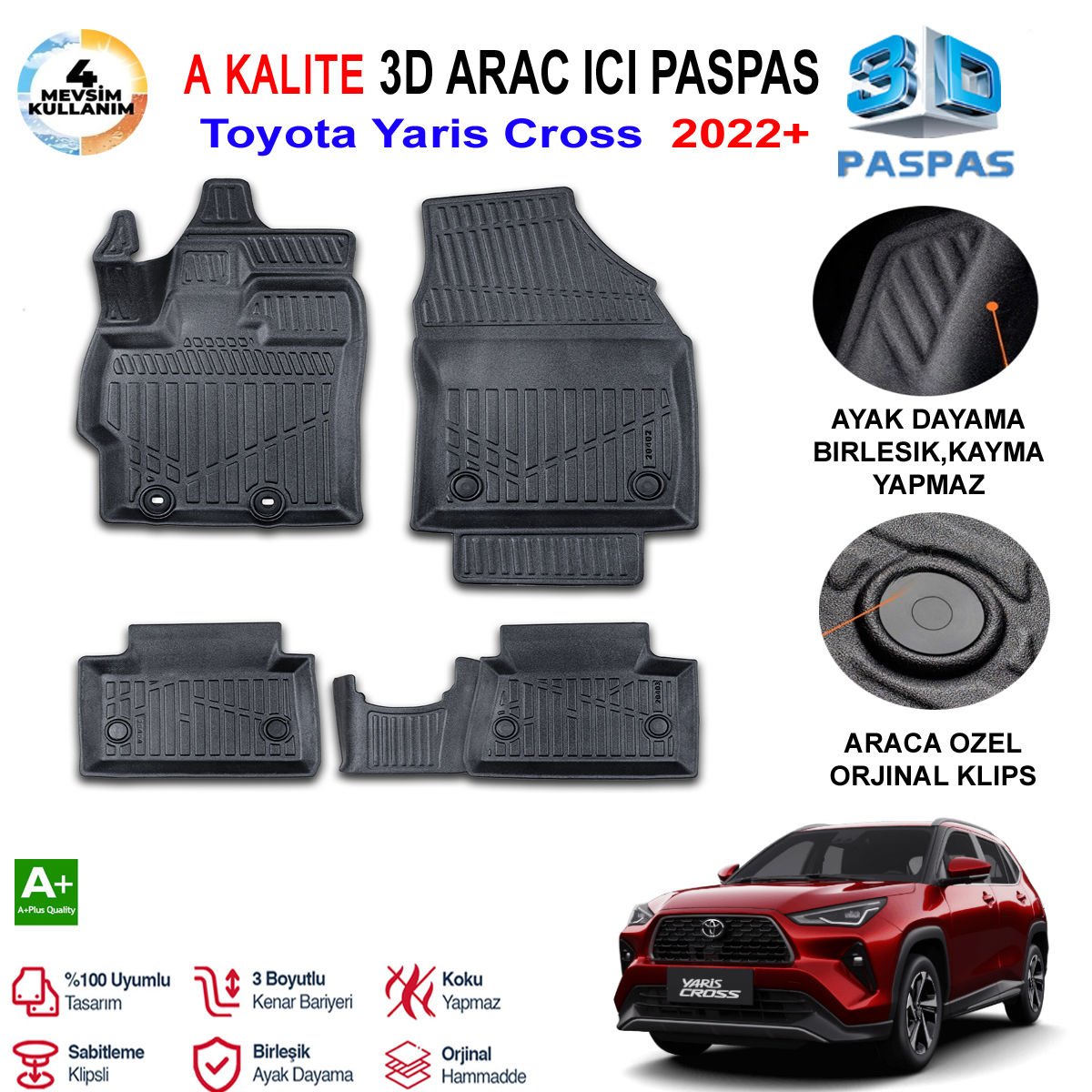 Toyota Yaris Cross 3D Paspas Havuzlu Pro 2022 Sonrası