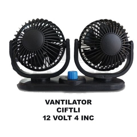 Araç İçi Fan Oto Vantilatör 12 Volt Çift Başlı 4inç