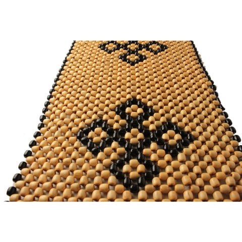 Araç Koltuk Minderi Ahşap Boncuklu Başlıklı Kahve-Siyah