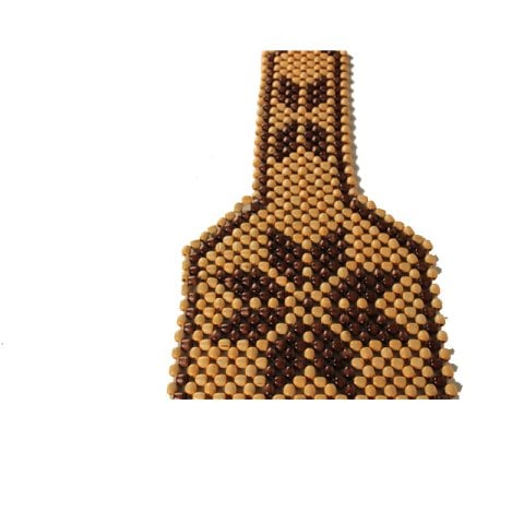 Araç Koltuk Minderi Ahşap Boncuklu Başlıklı Kahve-Siyah Desenli