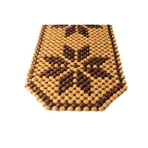 Araç Koltuk Minderi Ahşap Boncuklu Başlıklı Kahve-Siyah Desenli