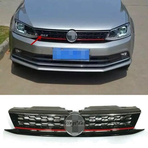 Volkswagen Jetta MK6 Ön Panjur Gli Kırmızı Şeritli Siyah 2015-