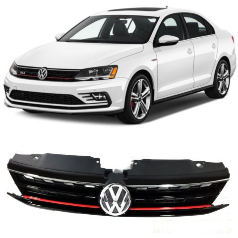Volkswagen Jetta MK6 Ön Panjur Gli Kırmızı Şeritli Siyah 2015-