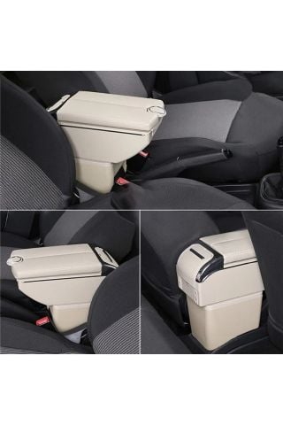 Her Araca Uygun Çok Fonksiyonlu Kolçak Kol Dayama  6 USB li Bej
