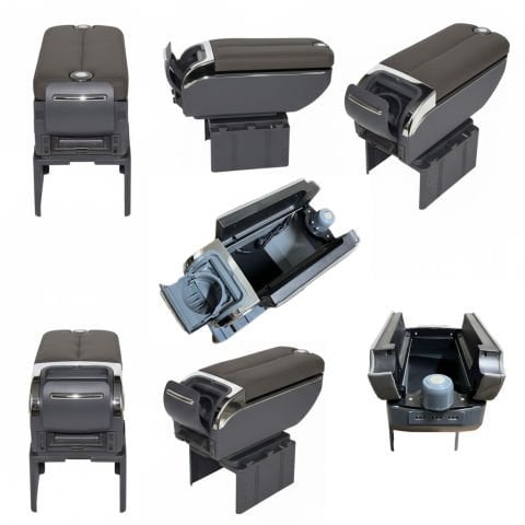 Her Araca Uygun Çok Fonksiyonlu Kolçak Kol Dayama  6 USB li Gri