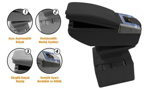 Sürgülü Kolçak Kol Dayama Bardaklık ve Küllüklü Bej