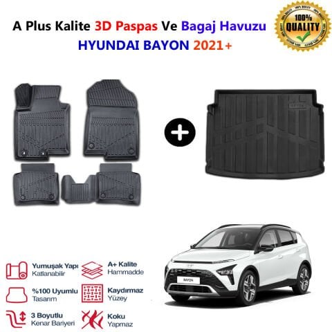 Hyundai Bayon 3D Paspas Havuzlu Ve Bagaj Havuzu seti 2021 Sonrası