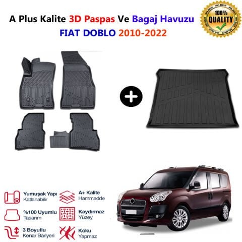 Fiat Doblo 2 3D Paspas Havuzlu Ve Bagaj Havuzu seti 2010-2022
