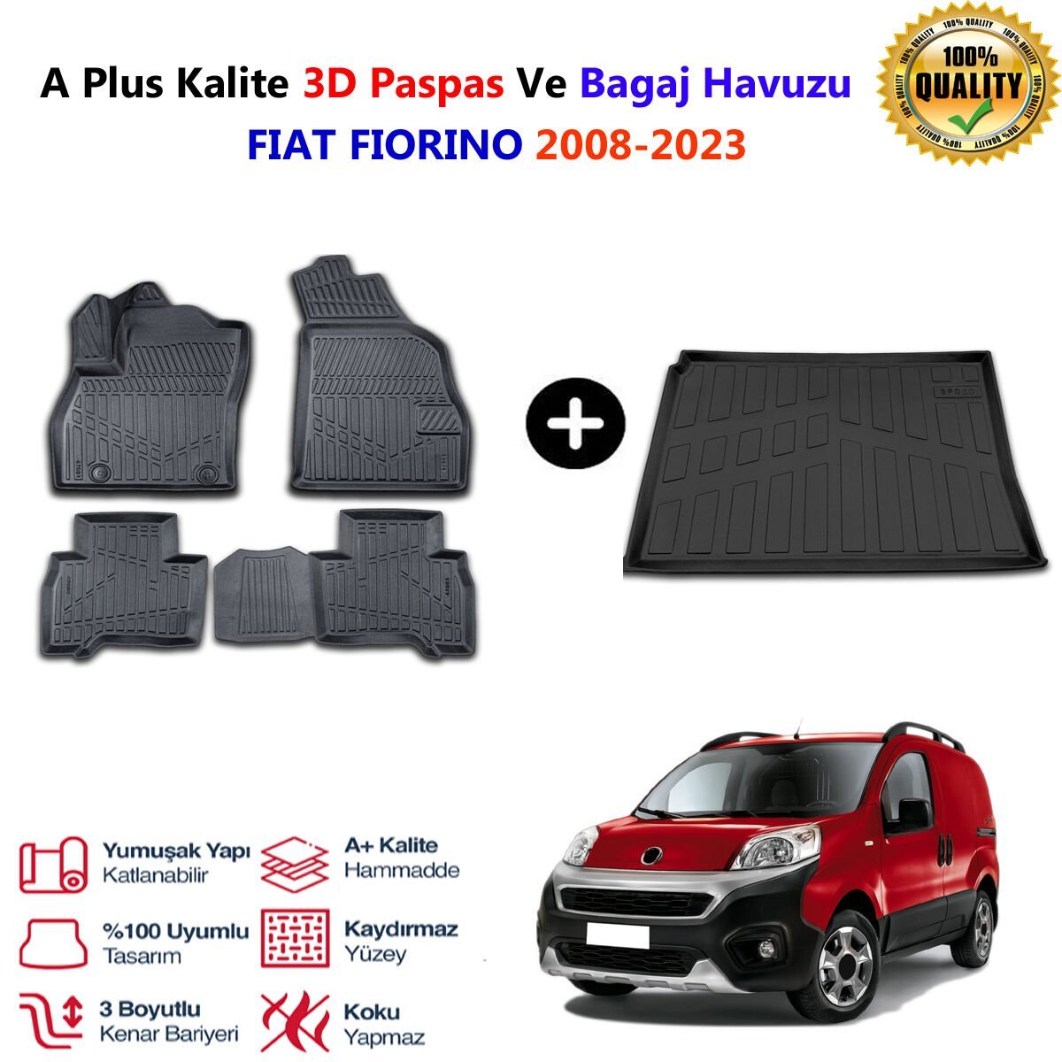 Fiat Fiorino 3D Paspas Havuzlu Ve Bagaj Havuzu seti 2008 - 2023