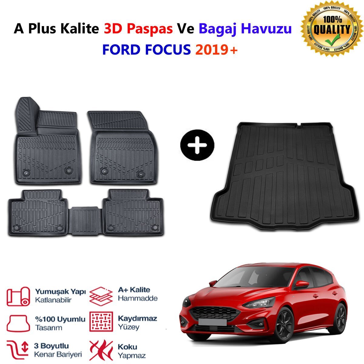 Ford Focus  3D Paspas Havuzlu Ve Bagaj Havuzu seti 2019 Sonrası