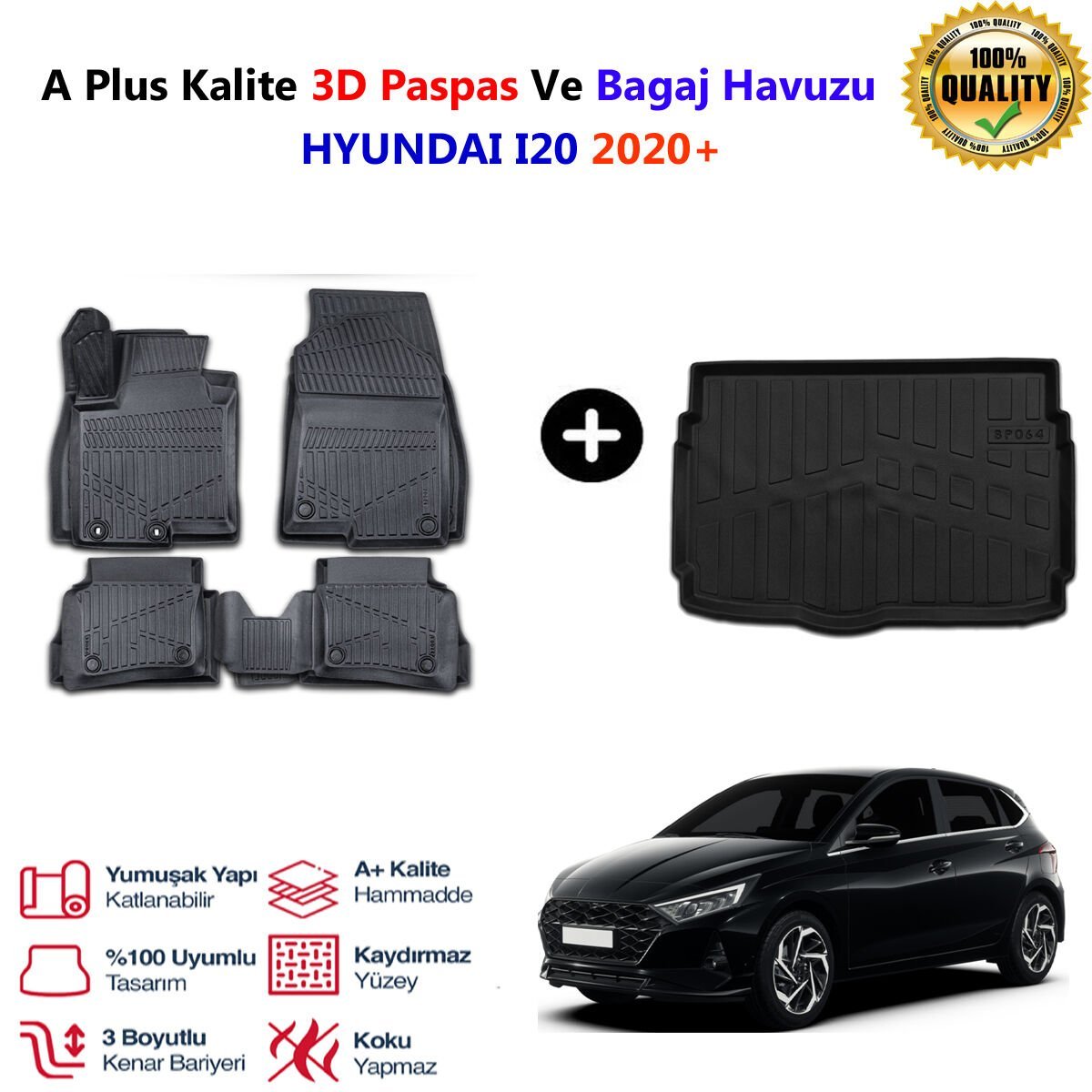 Hyundai İ20  3D Paspas Havuzlu Ve Bagaj Havuzu seti 2020 Sonrası