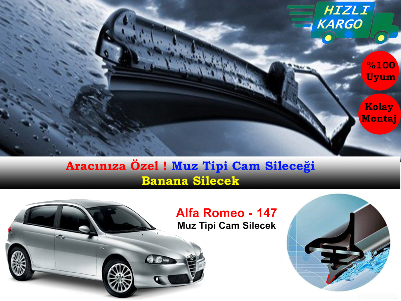 Alfa Romeo 147 Muz Silecek Takımı 2005-2009