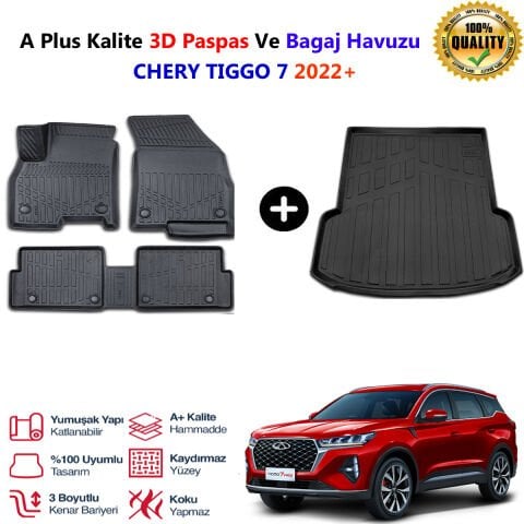 Chery Tiggo 7 3D Paspas Havuzlu Ve Bagaj Havuzu seti 2022 Sonrası