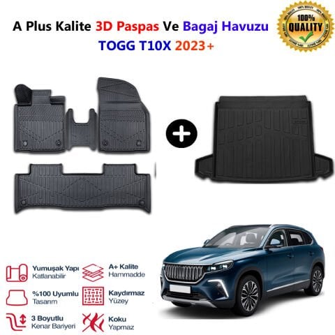Togg T10x 3D Paspas Havuzlu Ve Bagaj Havuzu seti 2023 Sonrası