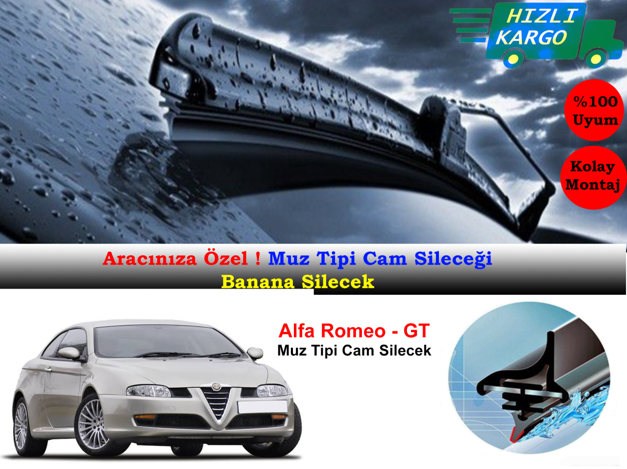 Alfa Romeo GT 2003 Muz Silecek Takımı
