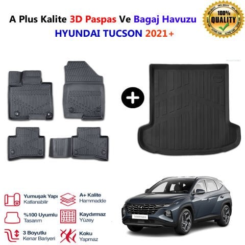 Hyundai Tucson 3D Paspas Havuzlu Ve Bagaj Havuzu seti 2021 Sonrası
