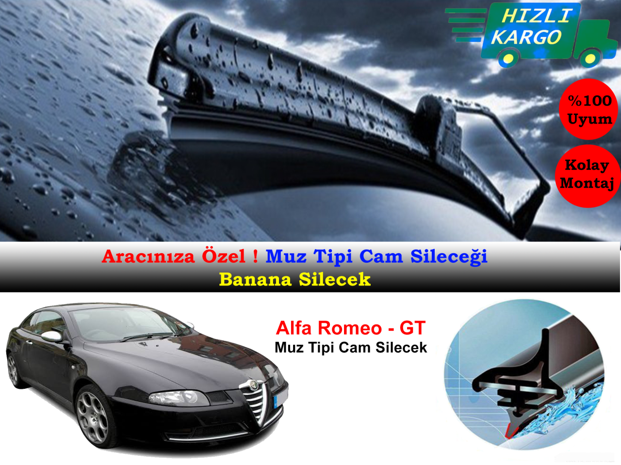 Alfa Romeo GT 2006 Muz Silecek Takımı
