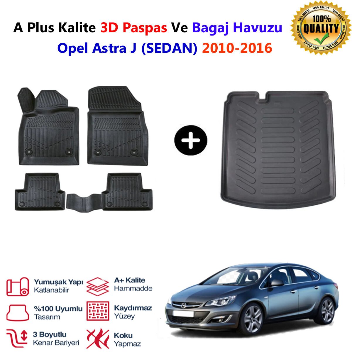 Opel Astra J  3D Paspas Havuzlu Ve Bagaj Havuzu seti 2010-2016