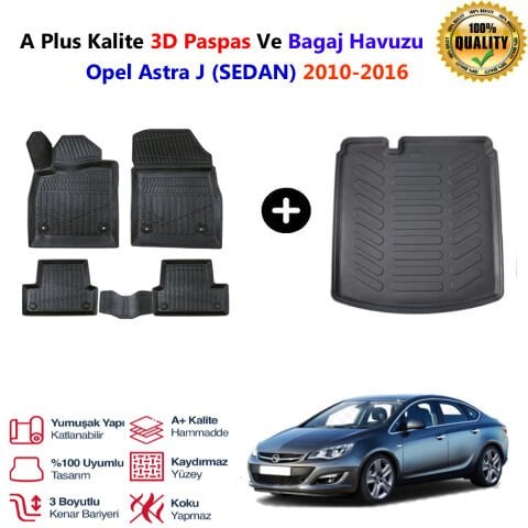 Opel Astra J  3D Paspas Havuzlu Ve Bagaj Havuzu seti 2010-2016