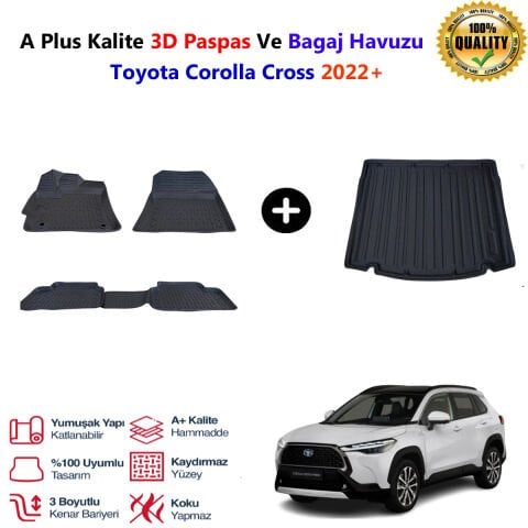 Toyota Corolla Cross  3D Paspas Havuzlu Ve Bagaj Havuzu seti 2022 Sonrası