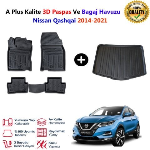 Nissan Qashqai 3D Paspas Havuzlu Ve Bagaj Havuzu seti 2014-2021