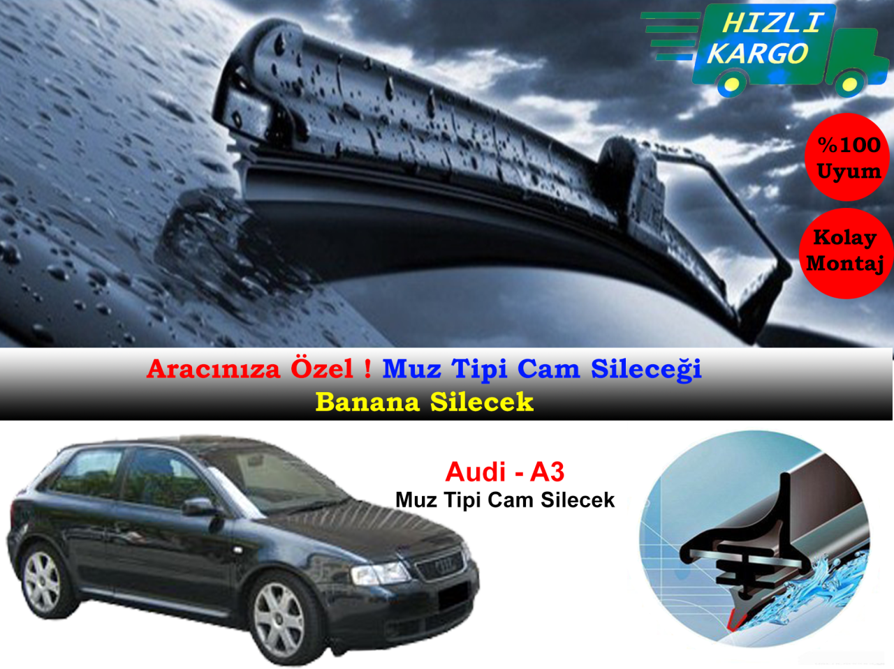 Audi A3 1999-2003 Muz Silecek Takımı