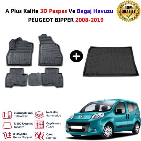 Peugeot Bipper  3D Paspas Havuzlu Ve Bagaj Havuzu seti 2008-2019