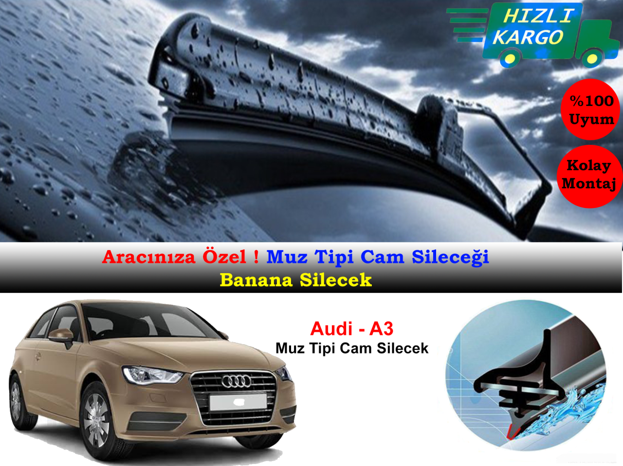 Audi A3 2013- Muz Silecek Takımı