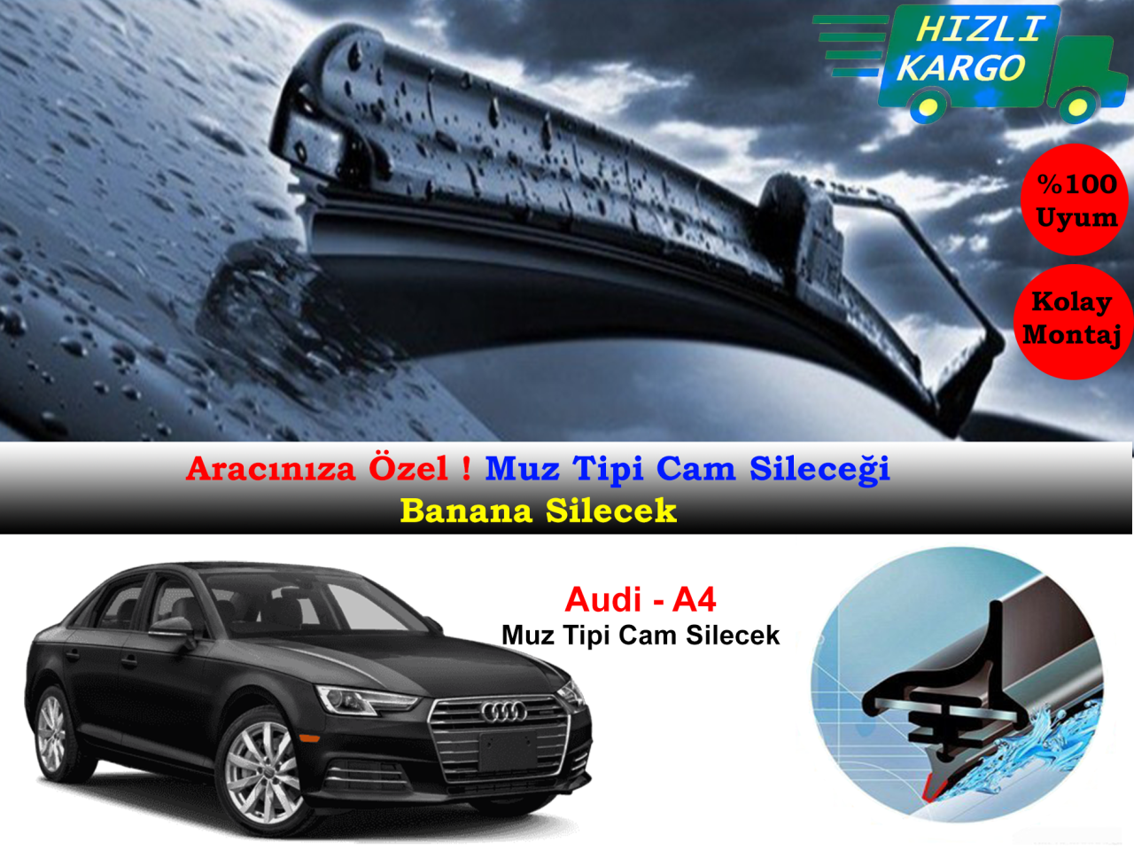 Audi A4 2016- Muz Silecek Takımı