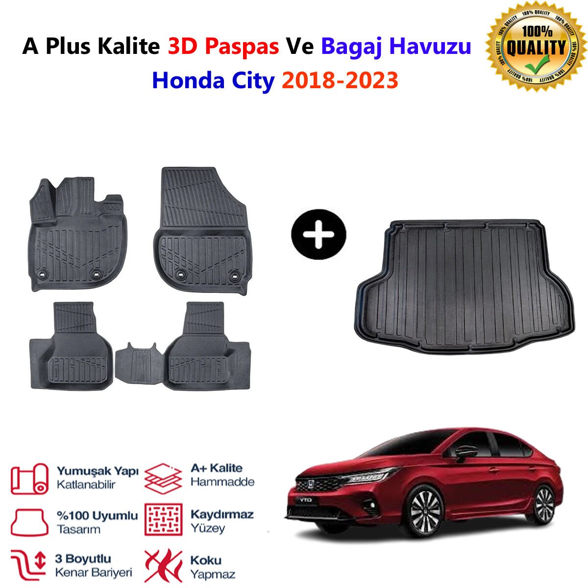 Honda City  3D Paspas Havuzlu Ve Bagaj Havuzu seti 2018-2023