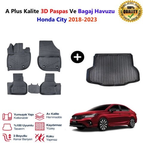 Honda City  3D Paspas Havuzlu Ve Bagaj Havuzu seti 2018-2023