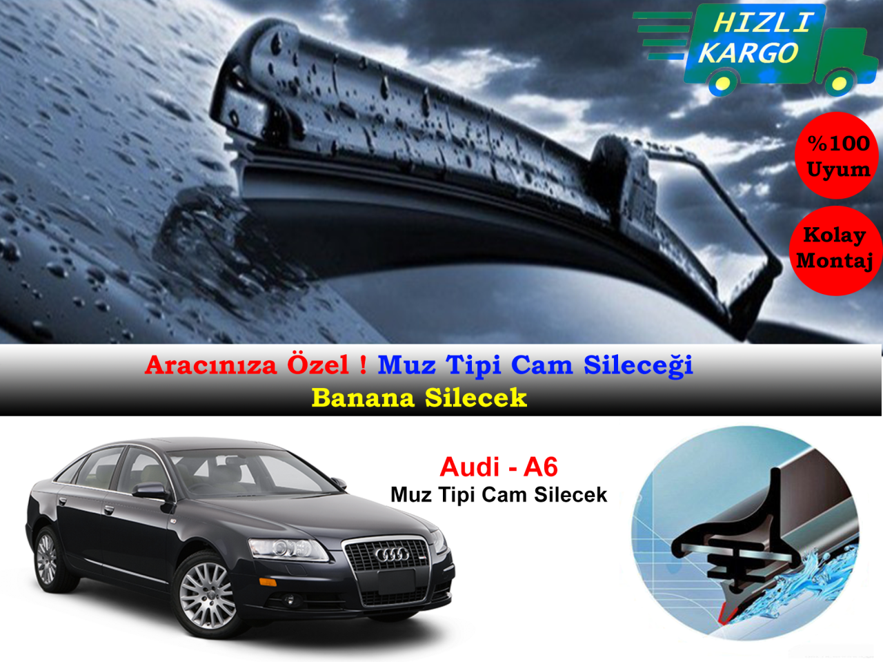 Audi A6 2004-2011 Muz Silecek Takımı
